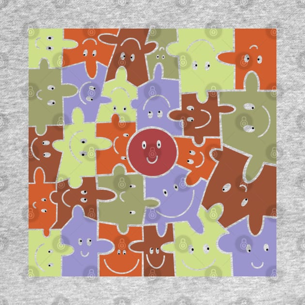 Colorful Smiley Face Puzzle Pieces by Suneldesigns